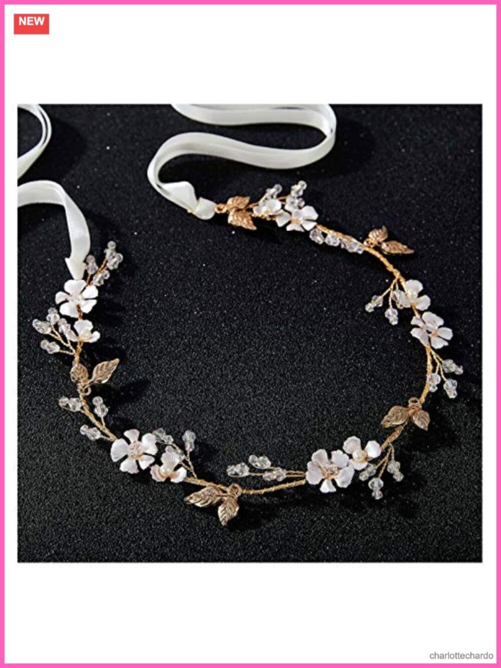 Handmade Floral Leaf Bridal Headpiece with Pearls Beads for Wedding